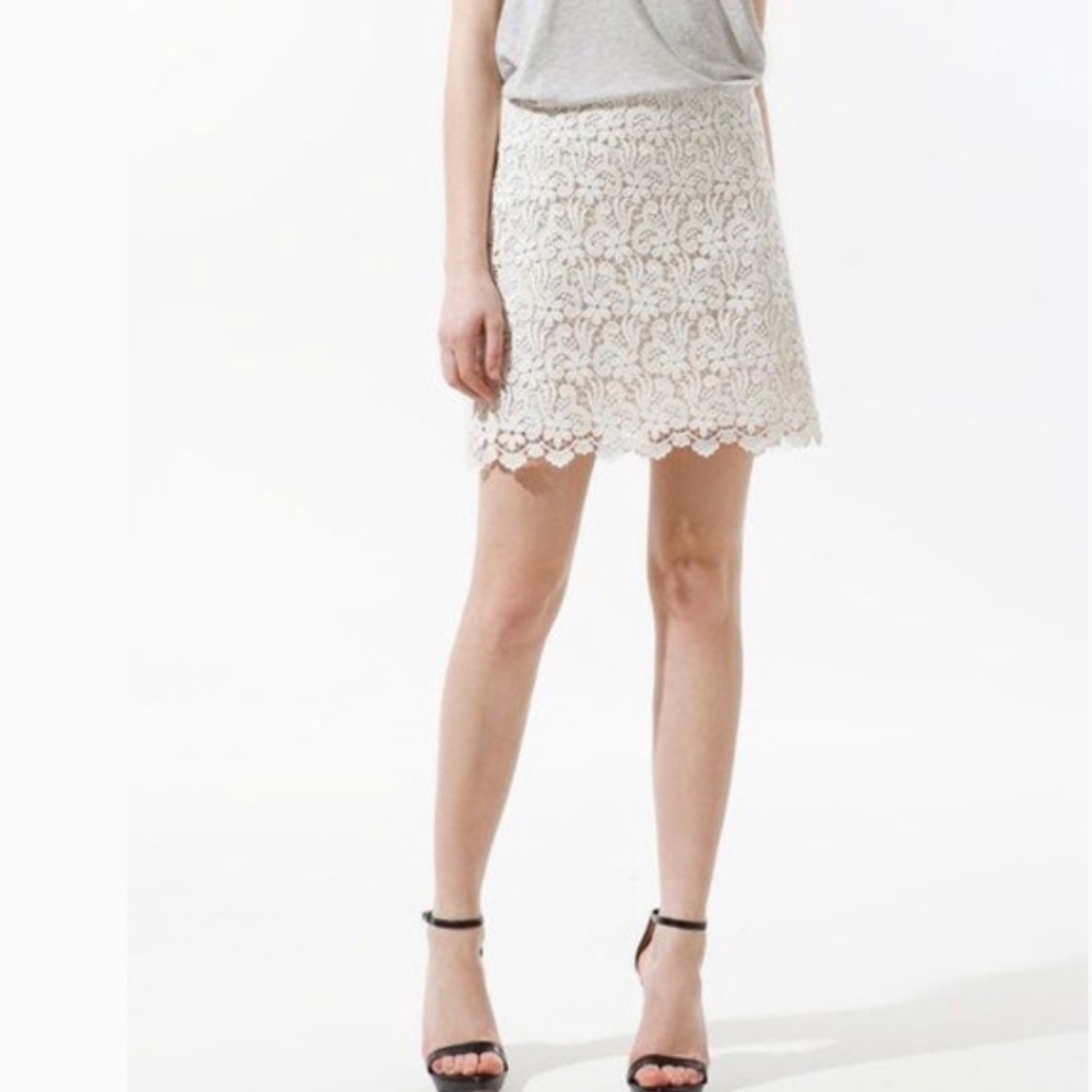 Zara lace white guipre skirt